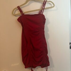 Red Ruched Mini Dress Size M